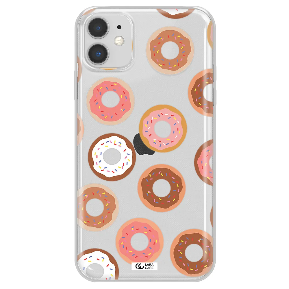 a pattern of donuts with sprinkles Apple iPhone 11 Clear TPU Case