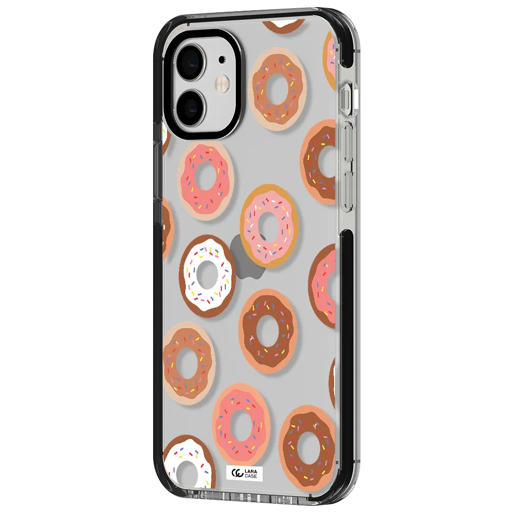 a pattern of donuts with sprinkles Apple iPhone 11 impact black border Case