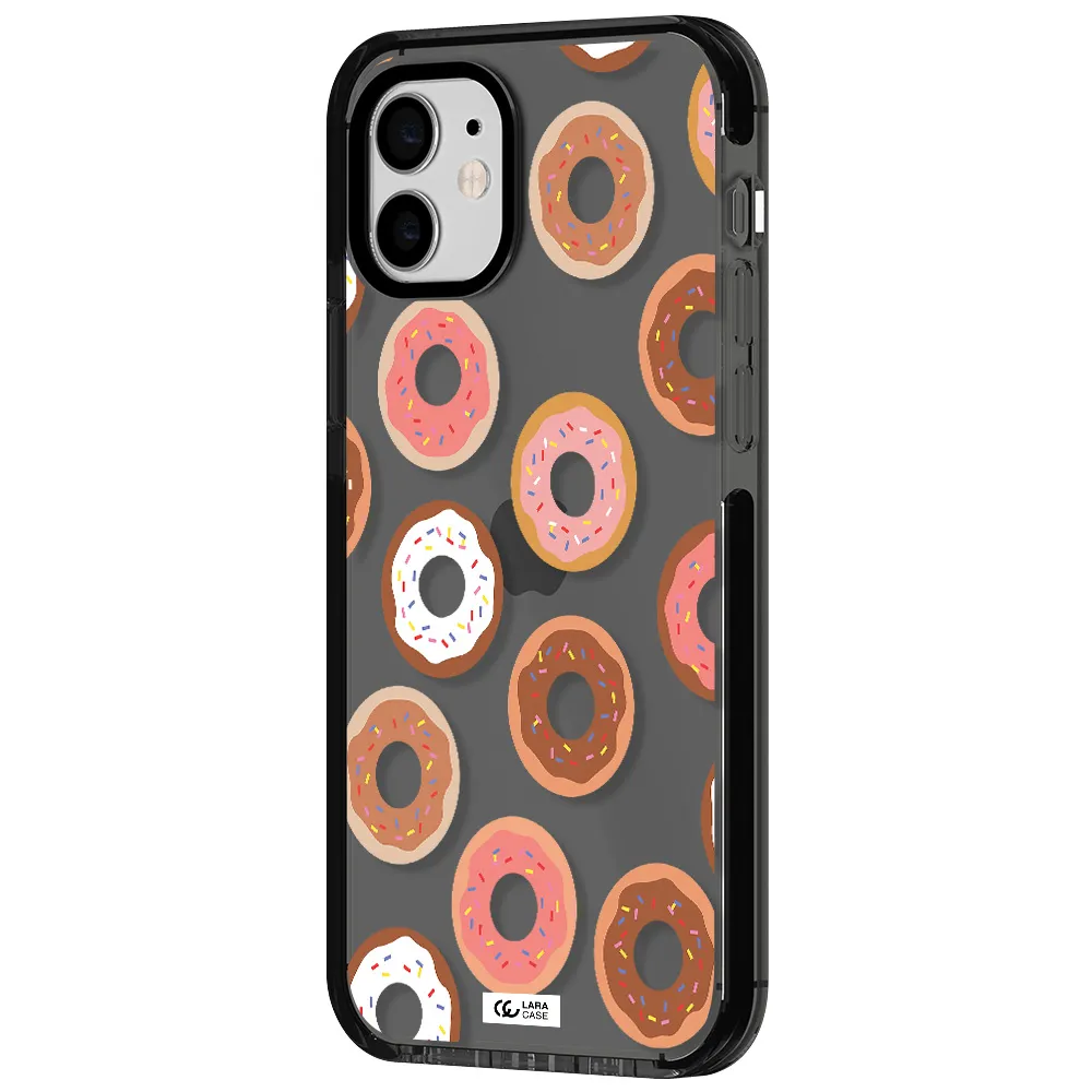 a pattern of donuts with sprinkles Apple iPhone 11 impact Smoke Black Case