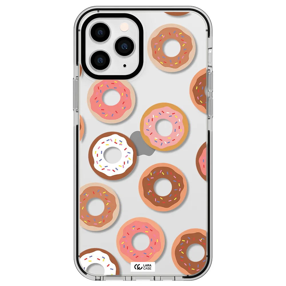 a pattern of donuts with sprinkles Apple iPhone 11 pro impact black border Case