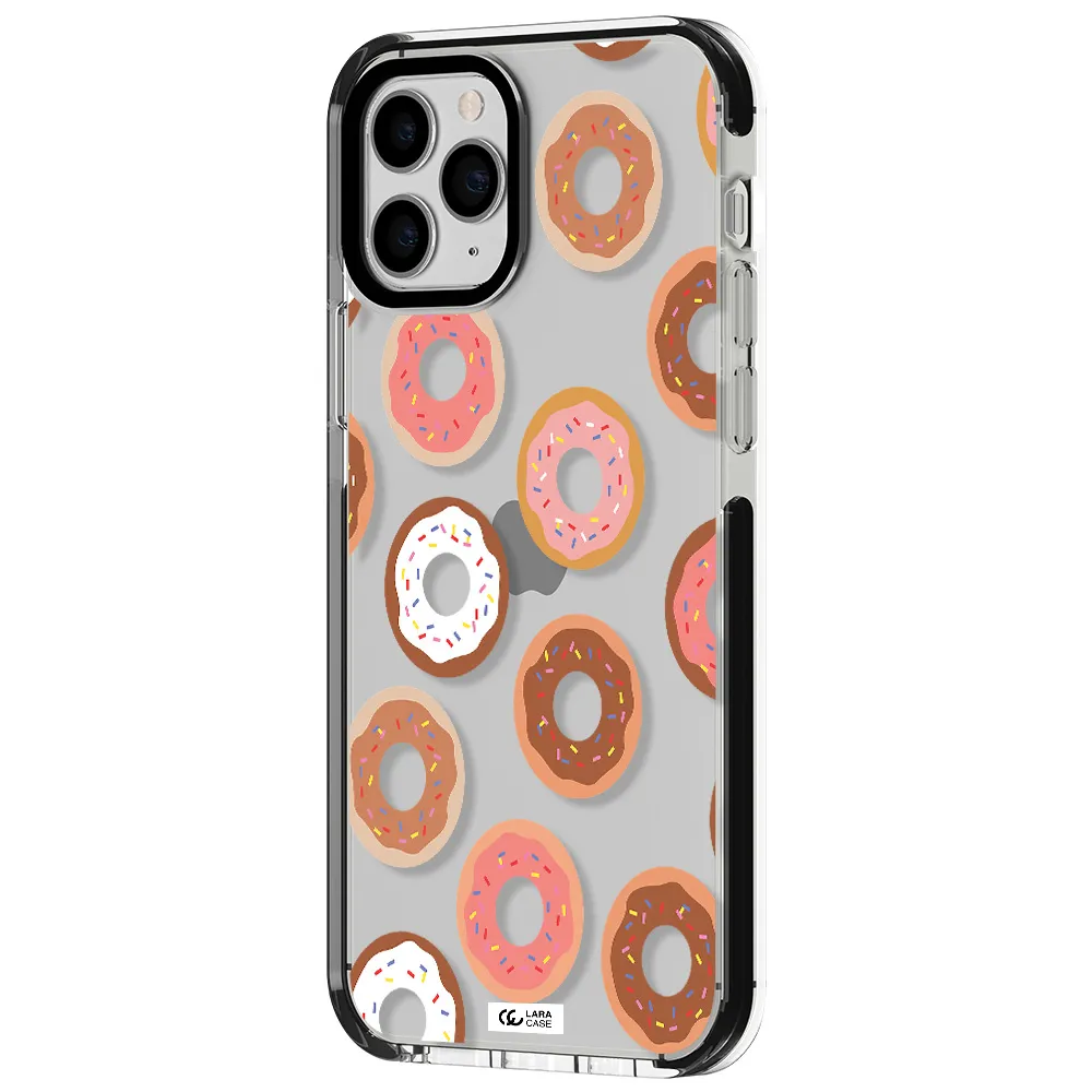 a pattern of donuts with sprinkles Apple iPhone 11 pro impact black border Case