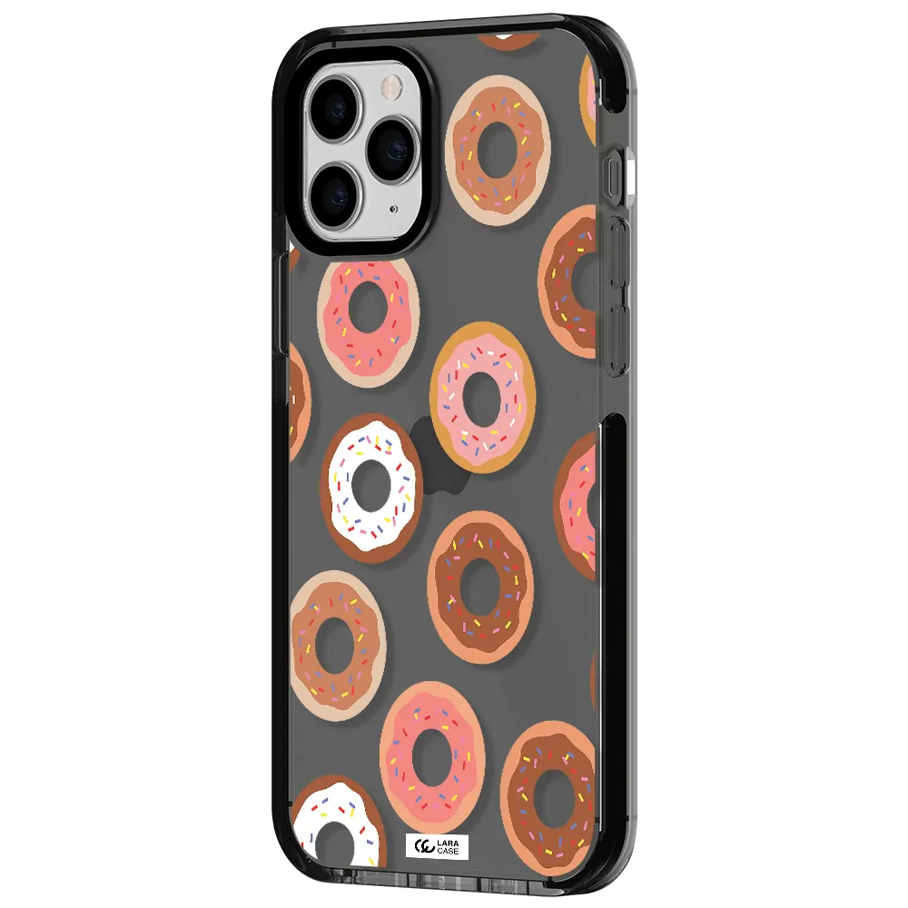 a pattern of donuts with sprinkles Apple iPhone 11 pro impact Smoke Black Case