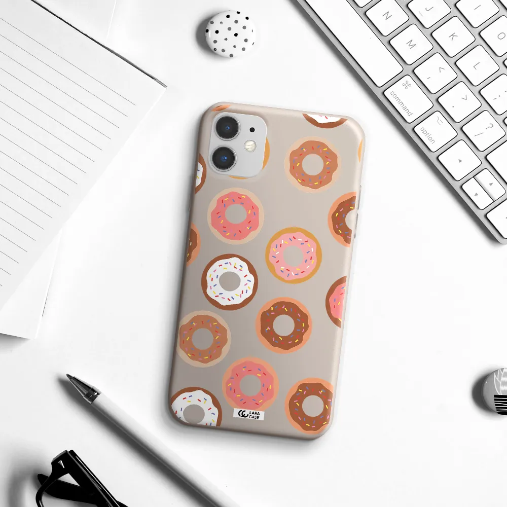 a pattern of donuts with sprinkles Apple iPhone 11 Silicone Stone Case
