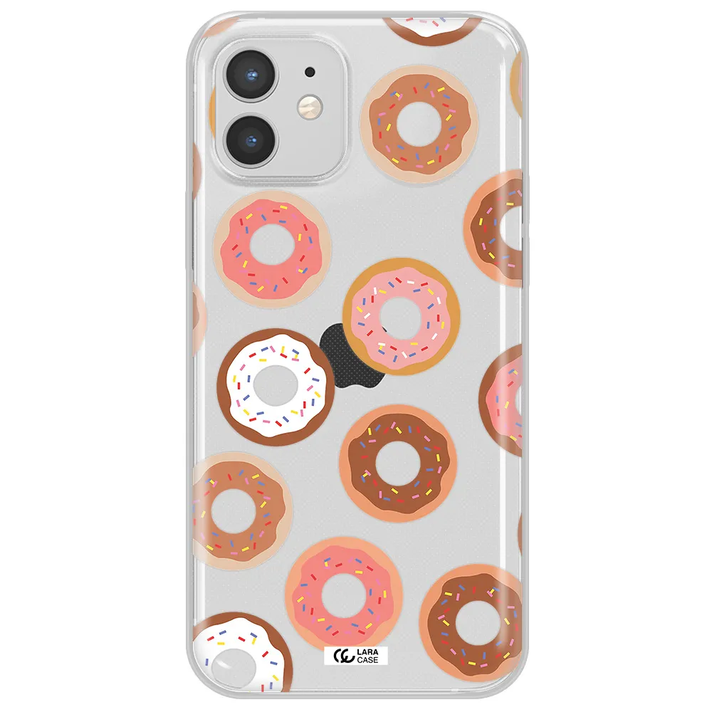 a pattern of donuts with sprinkles Apple iPhone 12 Clear TPU Case
