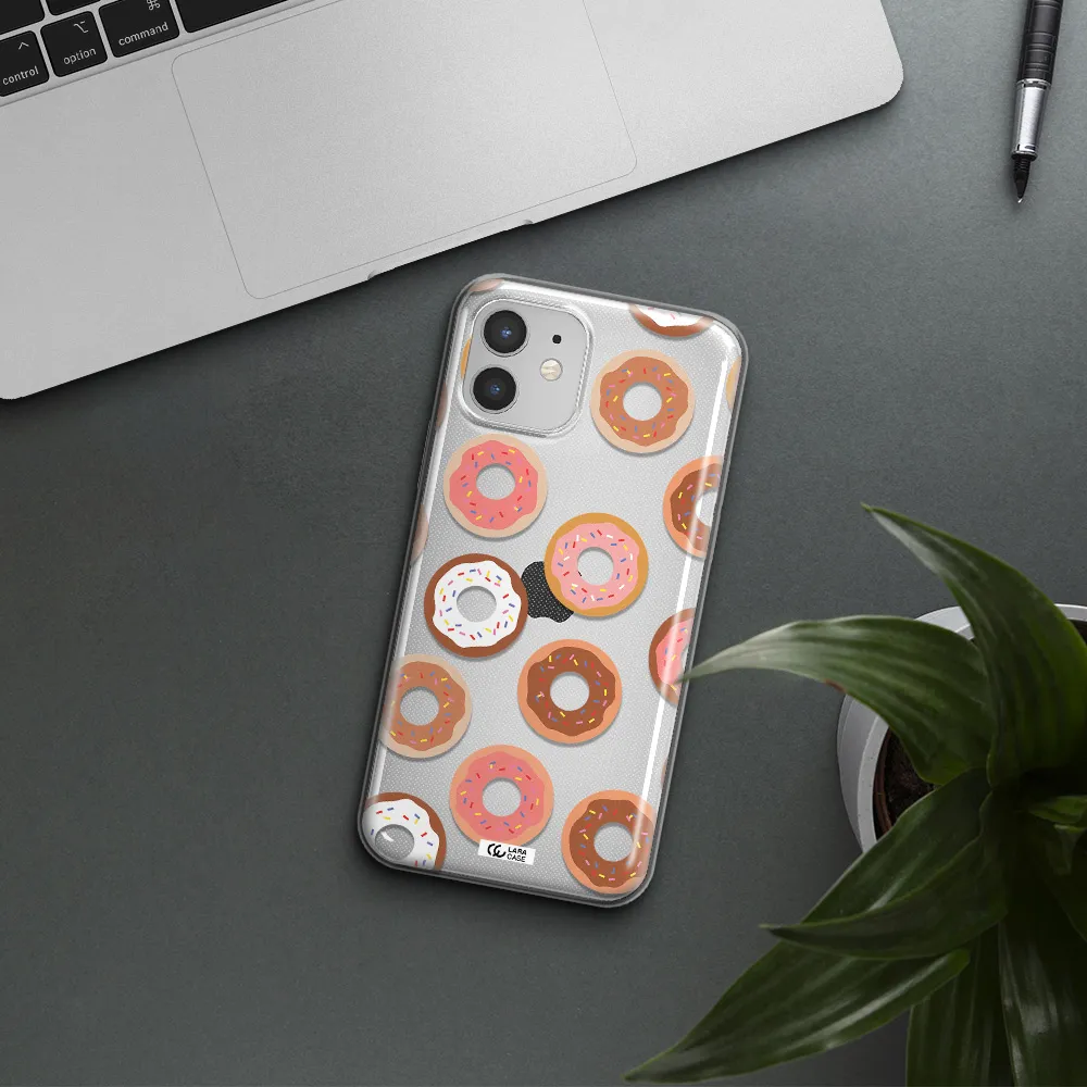 a pattern of donuts with sprinkles Apple iPhone 12 mini Clear TPU Case
