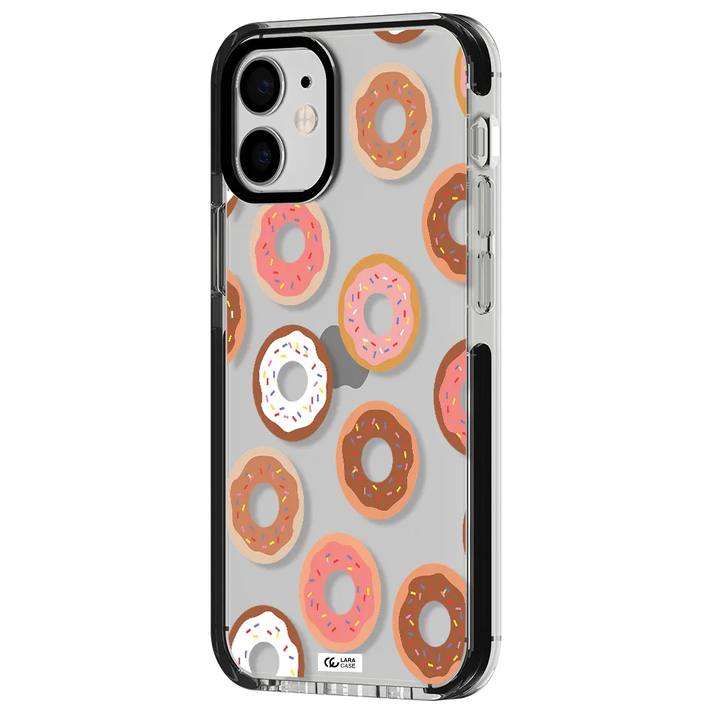 a pattern of donuts with sprinkles Apple iPhone 12 mini impact black border Case