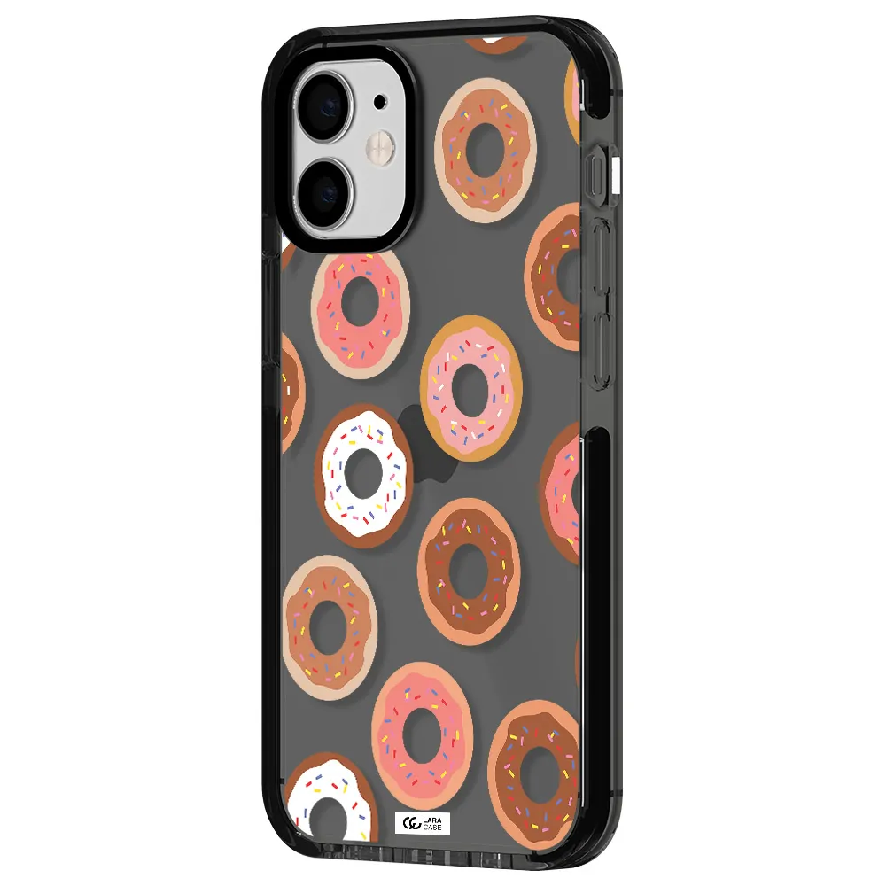 a pattern of donuts with sprinkles Apple iPhone 12 mini impact Smoke Black Case