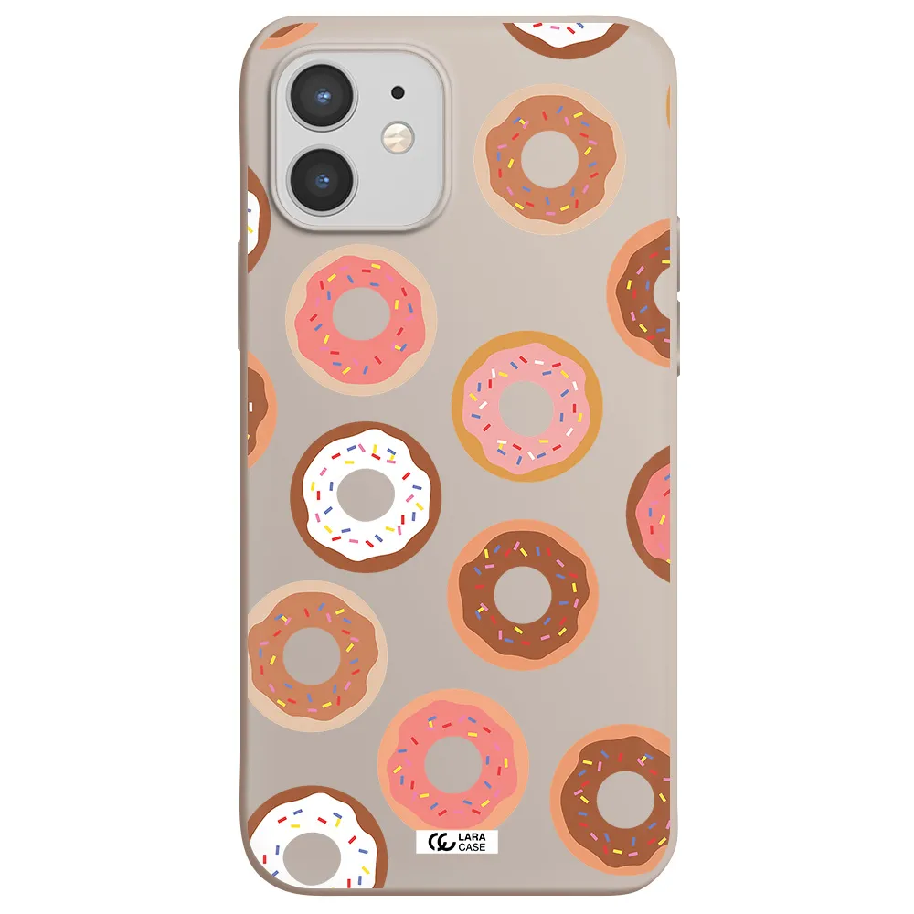 a pattern of donuts with sprinkles Apple iPhone 12 mini Silicone Stone Case