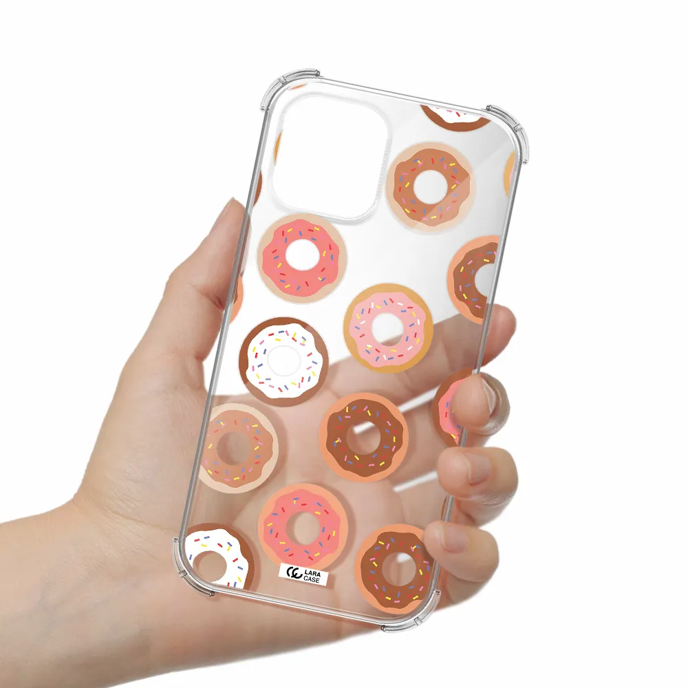 a pattern of donuts with sprinkles Apple iPhone 12 pro max Clear PC Case