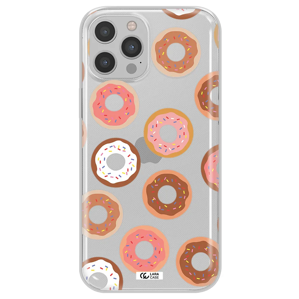 a pattern of donuts with sprinkles Apple iPhone 12 pro max Clear TPU Case