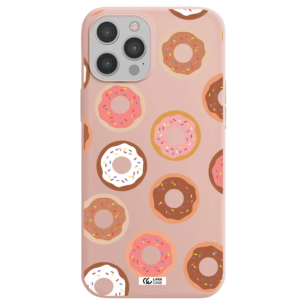 a pattern of donuts with sprinkles Apple iPhone 12 pro Silicone pastel pink Case