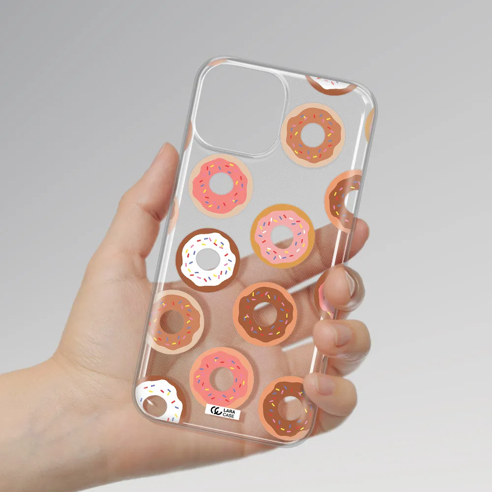 a pattern of donuts with sprinkles Apple iPhone 13 Clear TPU Case