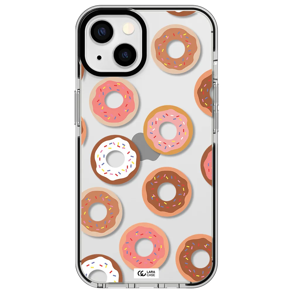 a pattern of donuts with sprinkles Apple iPhone 13 impact black border Case