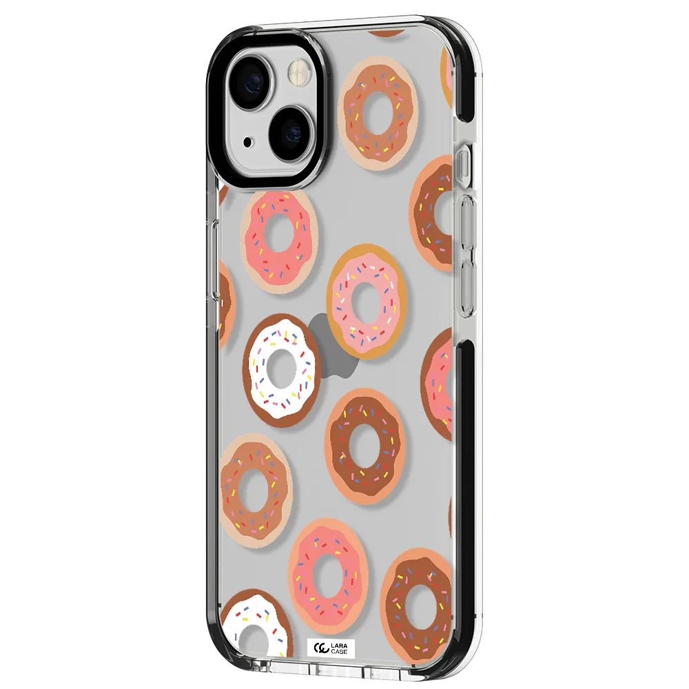 a pattern of donuts with sprinkles Apple iPhone 13 impact black border Case