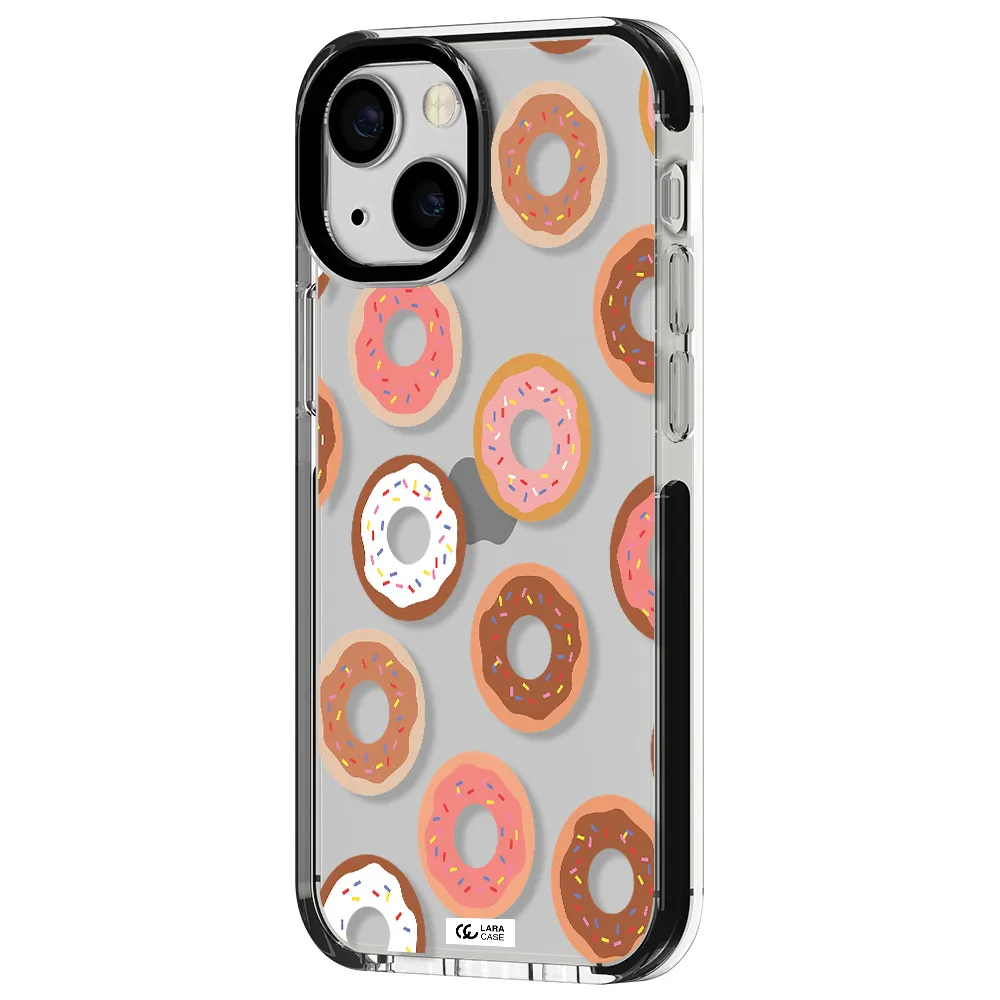a pattern of donuts with sprinkles Apple iPhone 13 mini impact black border Case