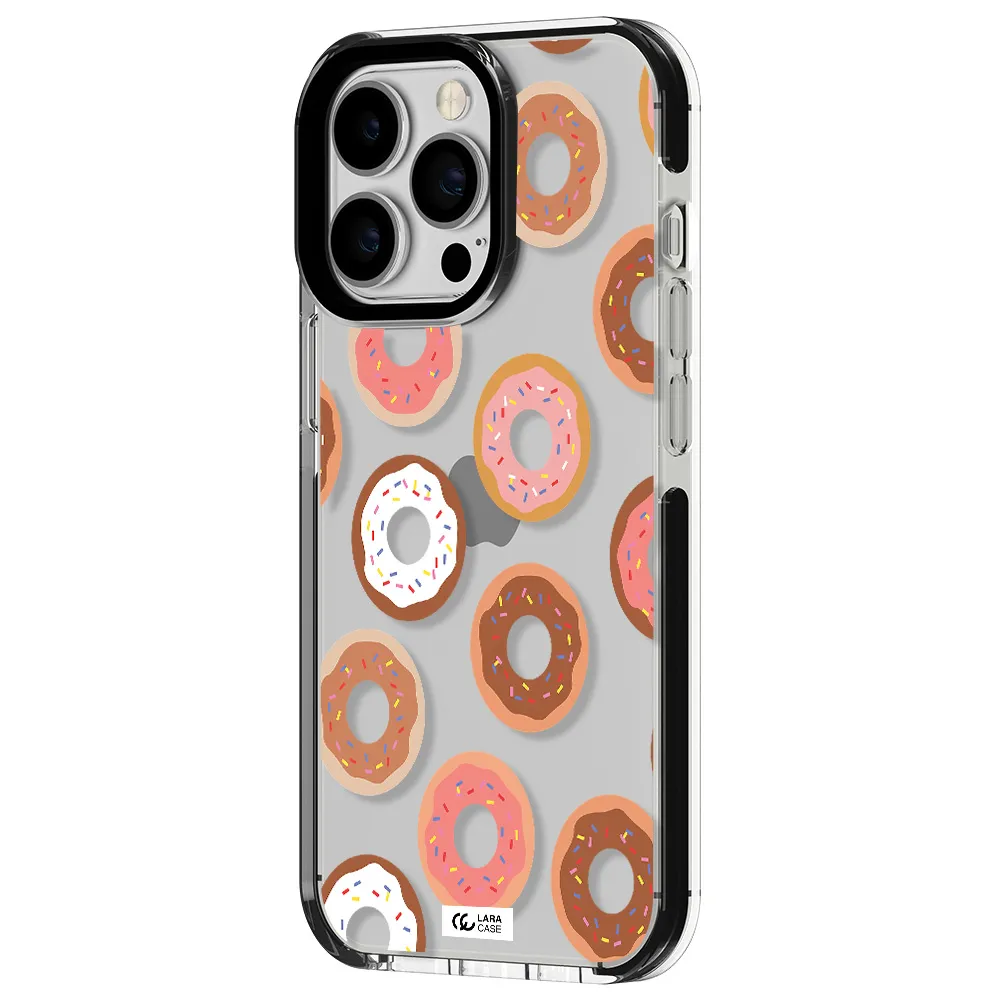 a pattern of donuts with sprinkles Apple iPhone 13 Pro impact black border Case
