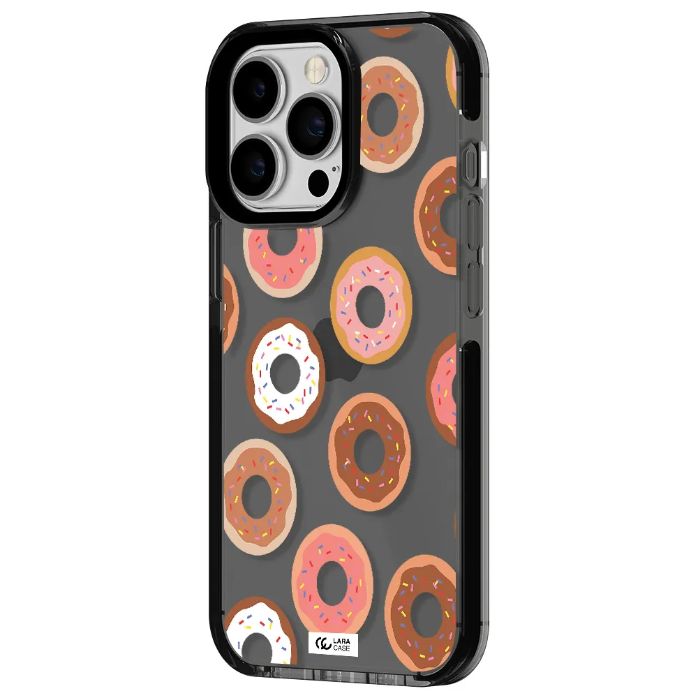 a pattern of donuts with sprinkles Apple iPhone 13 Pro impact Smoke Black Case