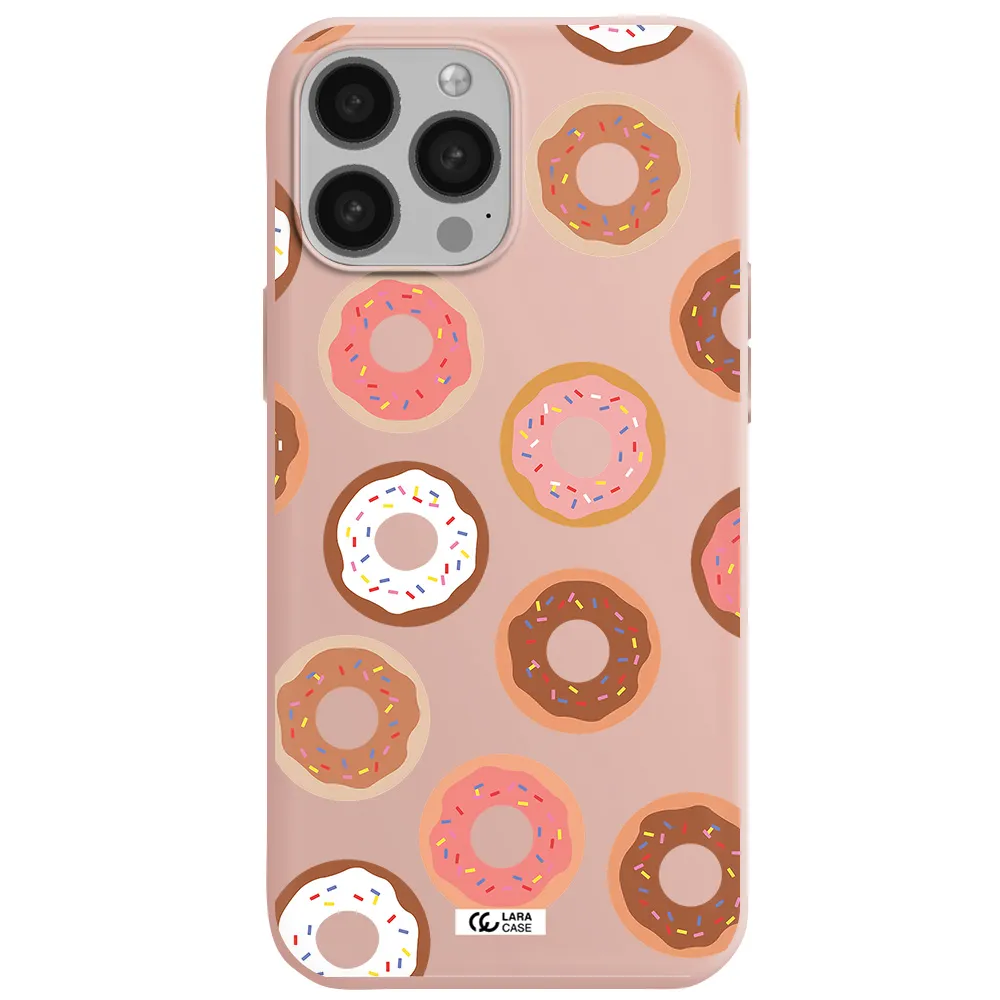a pattern of donuts with sprinkles Apple iPhone 13 Pro Silicone pastel pink Case