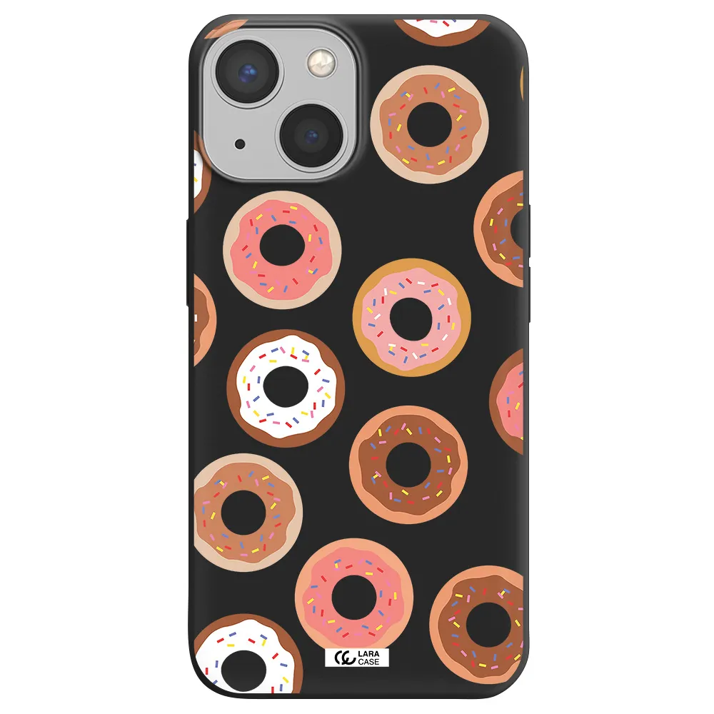 a pattern of donuts with sprinkles Apple iPhone 13 Silicone black Case