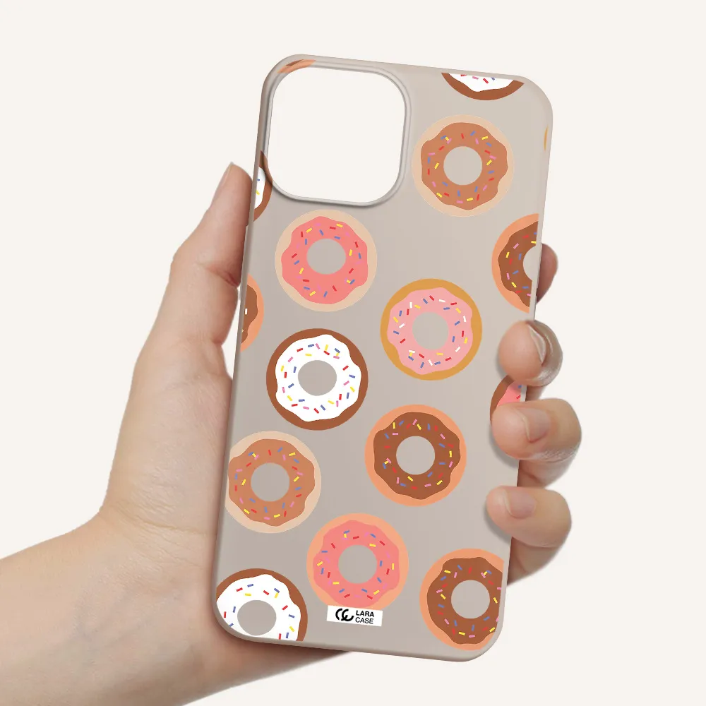 a pattern of donuts with sprinkles Apple iPhone 13 Silicone Stone Case