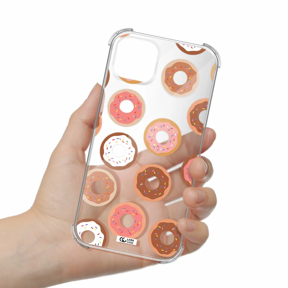 a pattern of donuts with sprinkles Apple iPhone 14 Clear PC Case
