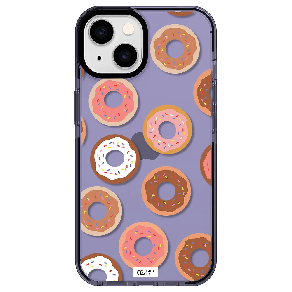 a pattern of donuts with sprinkles Apple iPhone 14 impact Lilac Case