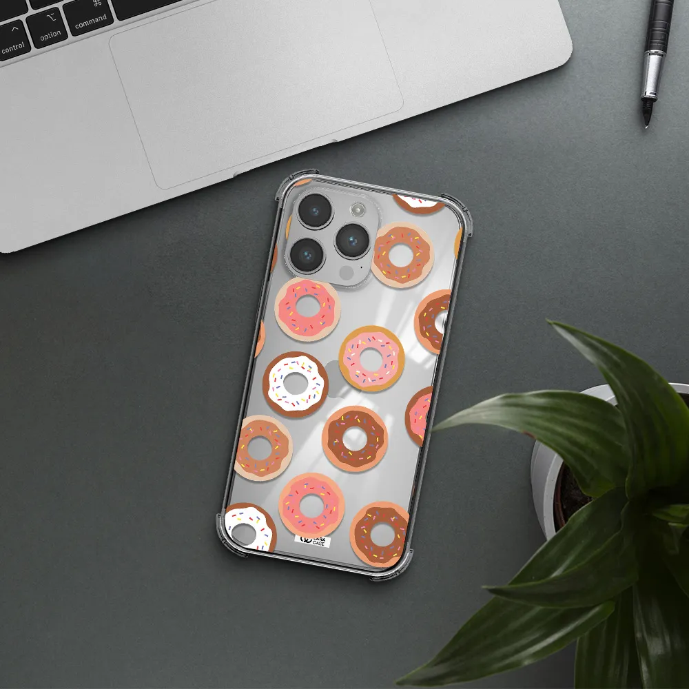 a pattern of donuts with sprinkles Apple iPhone 14 pro Clear PC Case