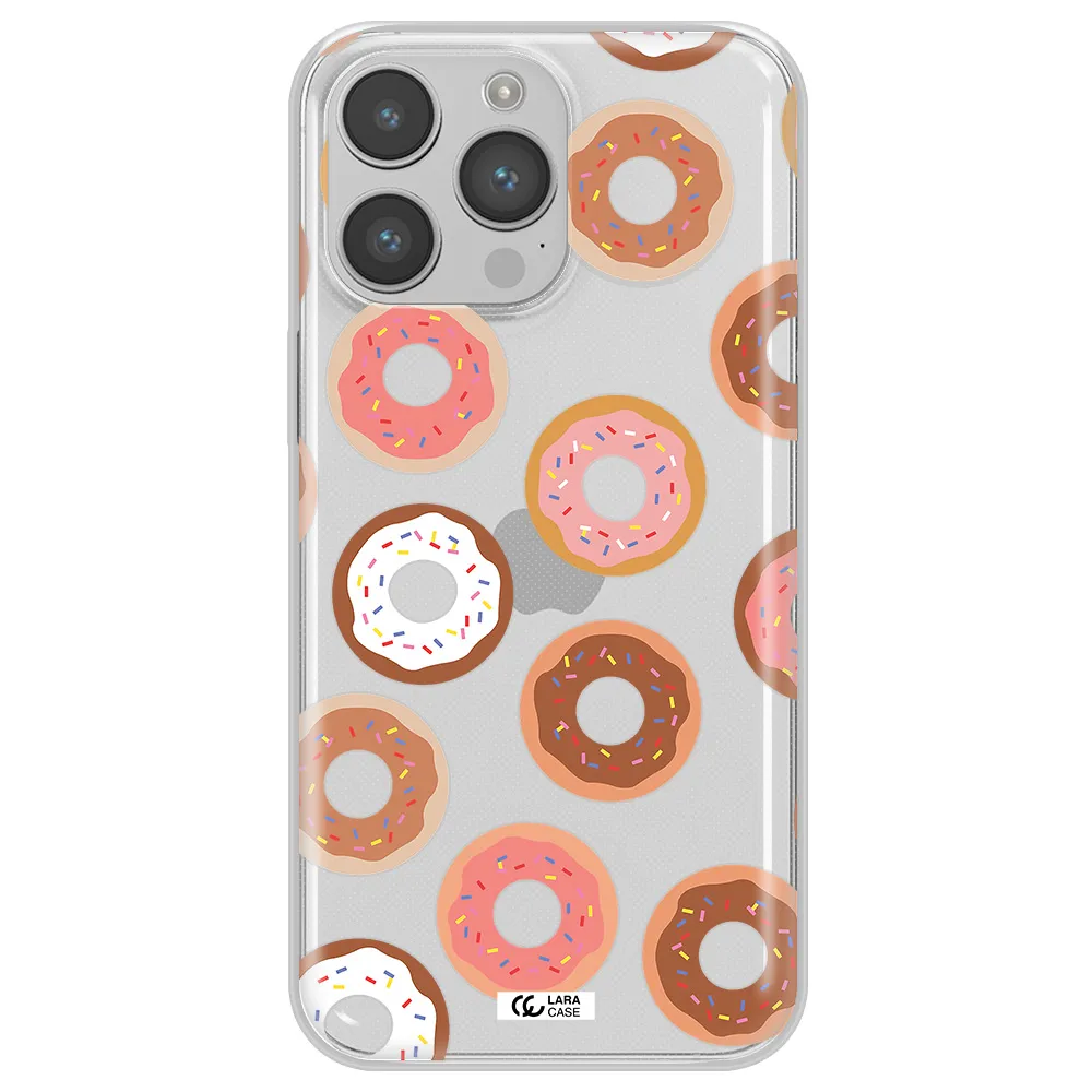 a pattern of donuts with sprinkles Apple iPhone 14 pro max Clear TPU Case