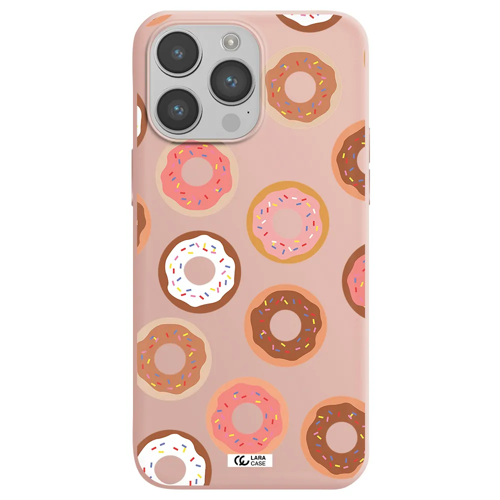 a pattern of donuts with sprinkles Apple iPhone 14 pro max Silicone pastel pink Case
