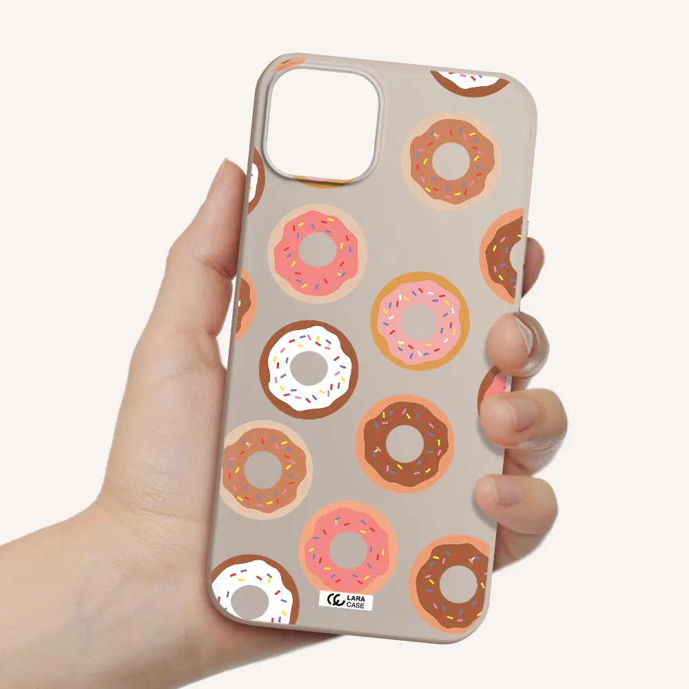 a pattern of donuts with sprinkles Apple iPhone 14 Silicone Stone Case