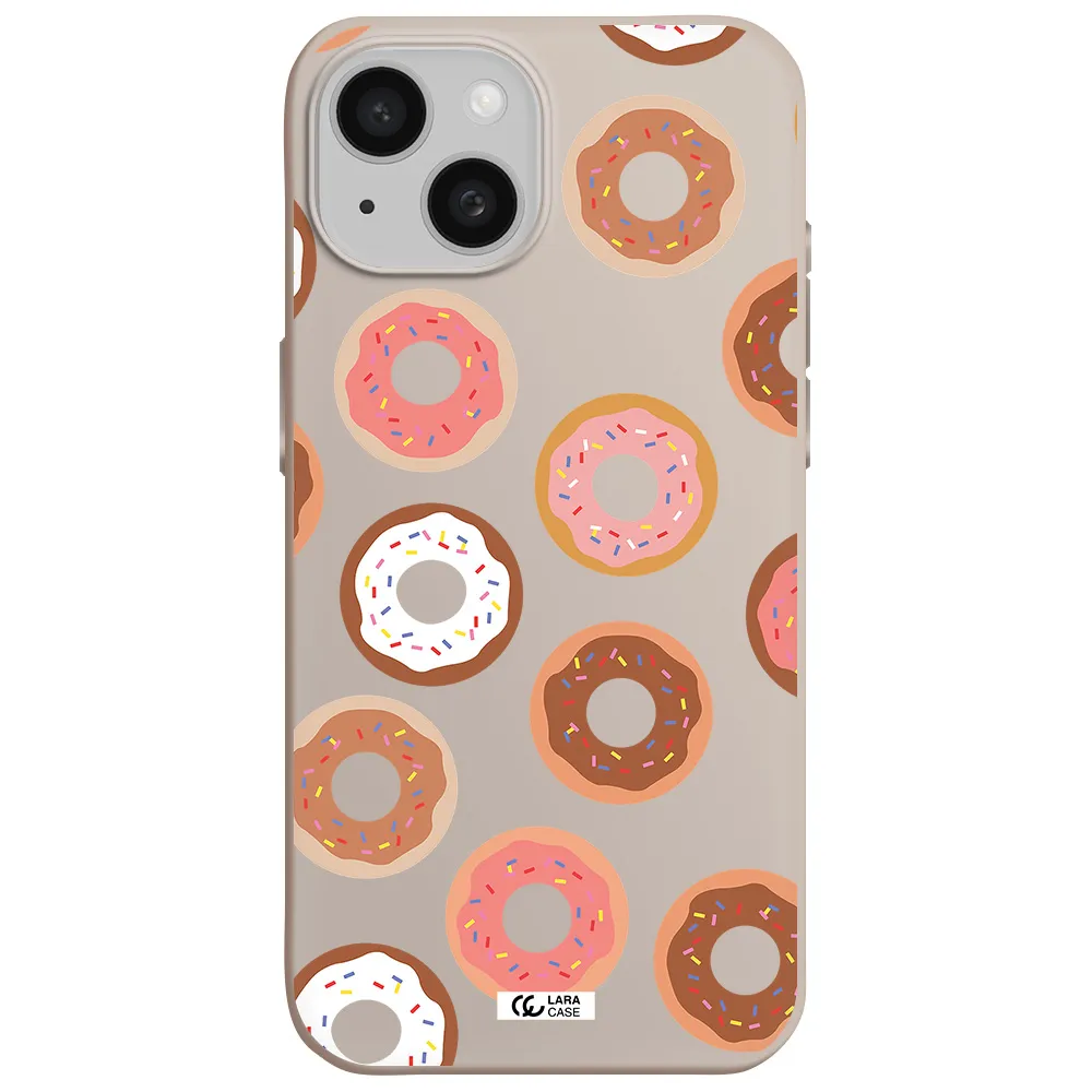 a pattern of donuts with sprinkles Apple iPhone 15 Silicone Stone Case