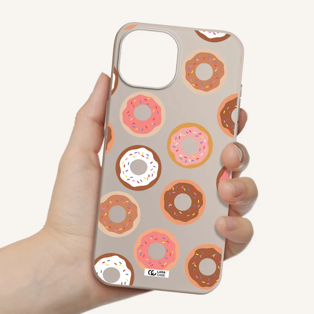a pattern of donuts with sprinkles Apple iPhone 15 Silicone Stone Case