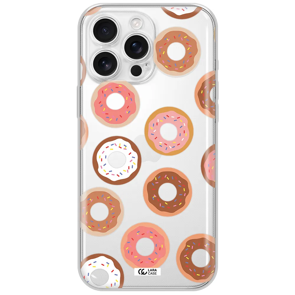 A Pattern Of Donuts With Sprinkles Apple Iphone 16 Pro Max Clear Tpu Case