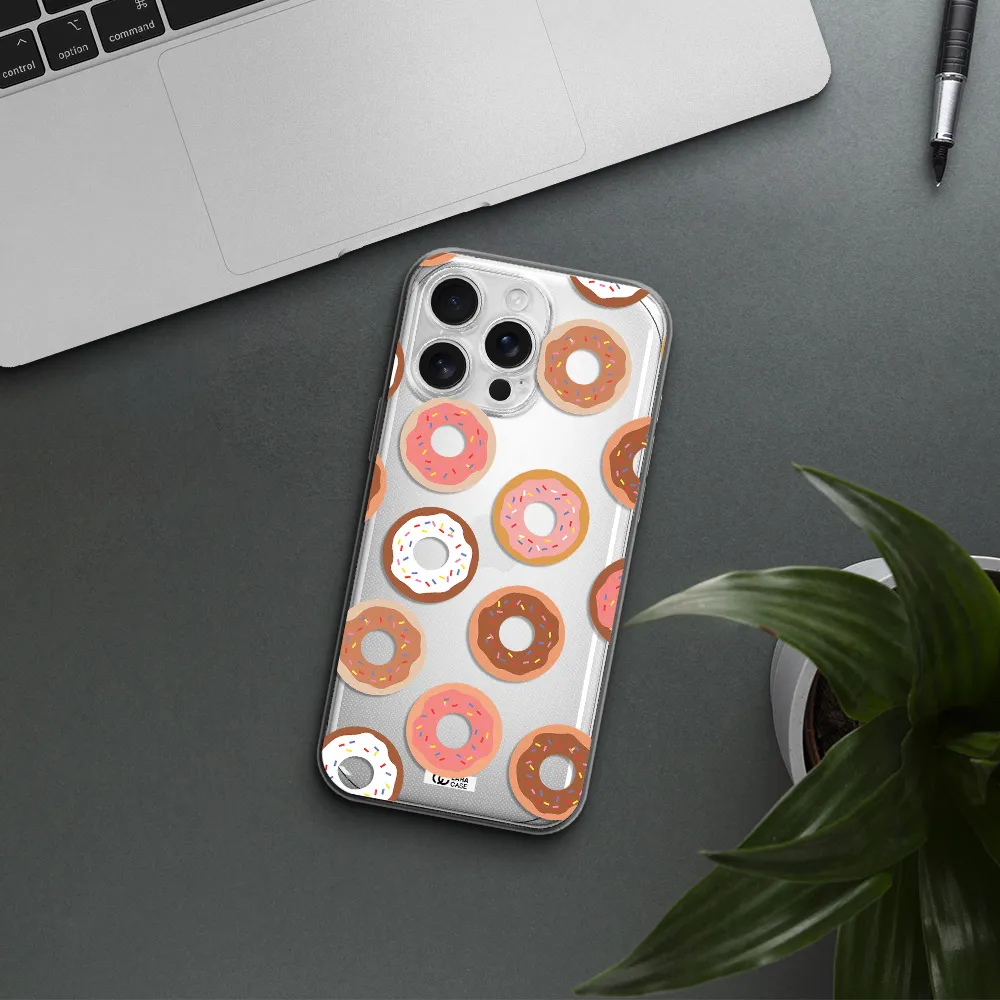 A Pattern Of Donuts With Sprinkles Apple Iphone 16 Pro Max Clear Tpu Case