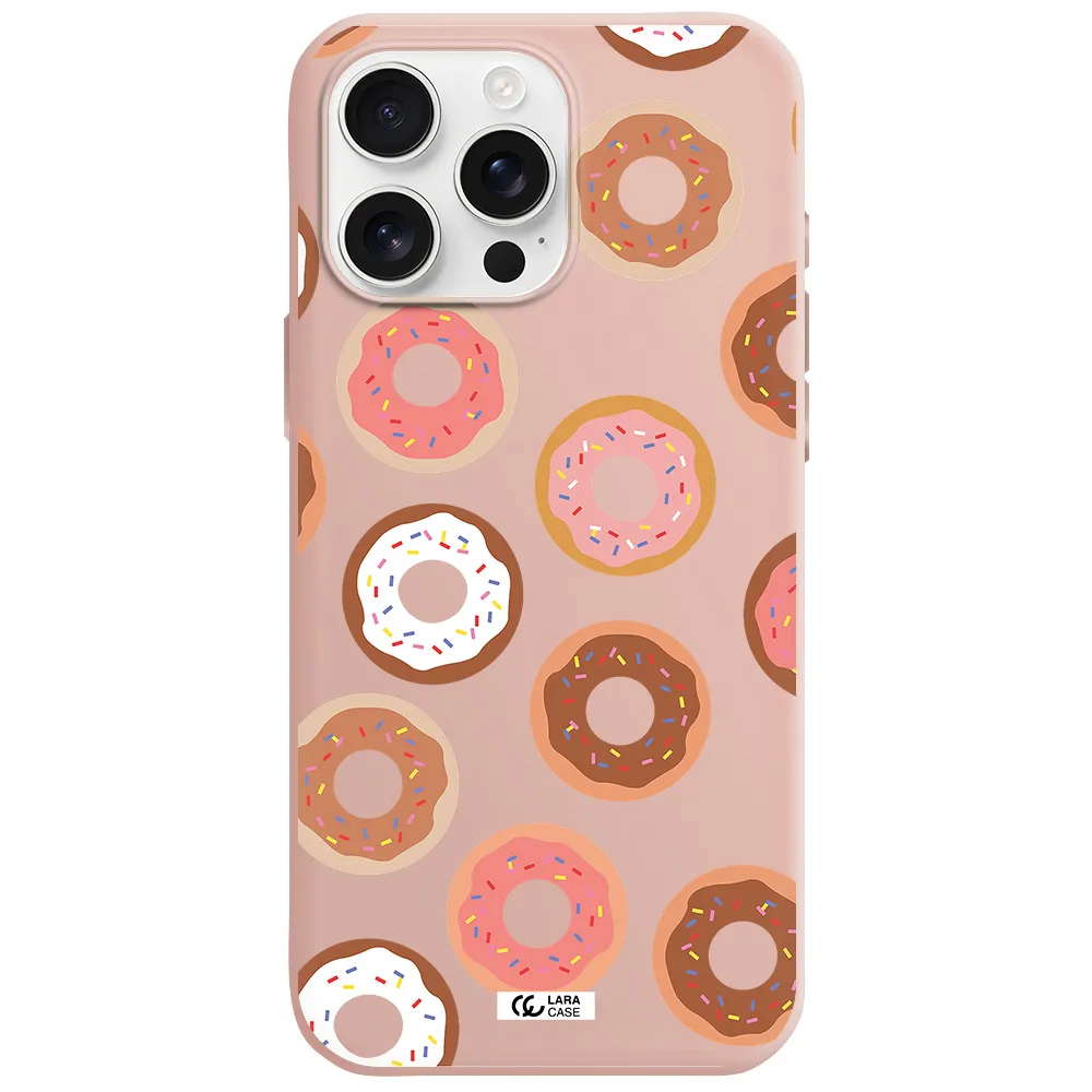 A Pattern Of Donuts With Sprinkles Apple Iphone 16 Pro Max Silicone Pastel Pink Case