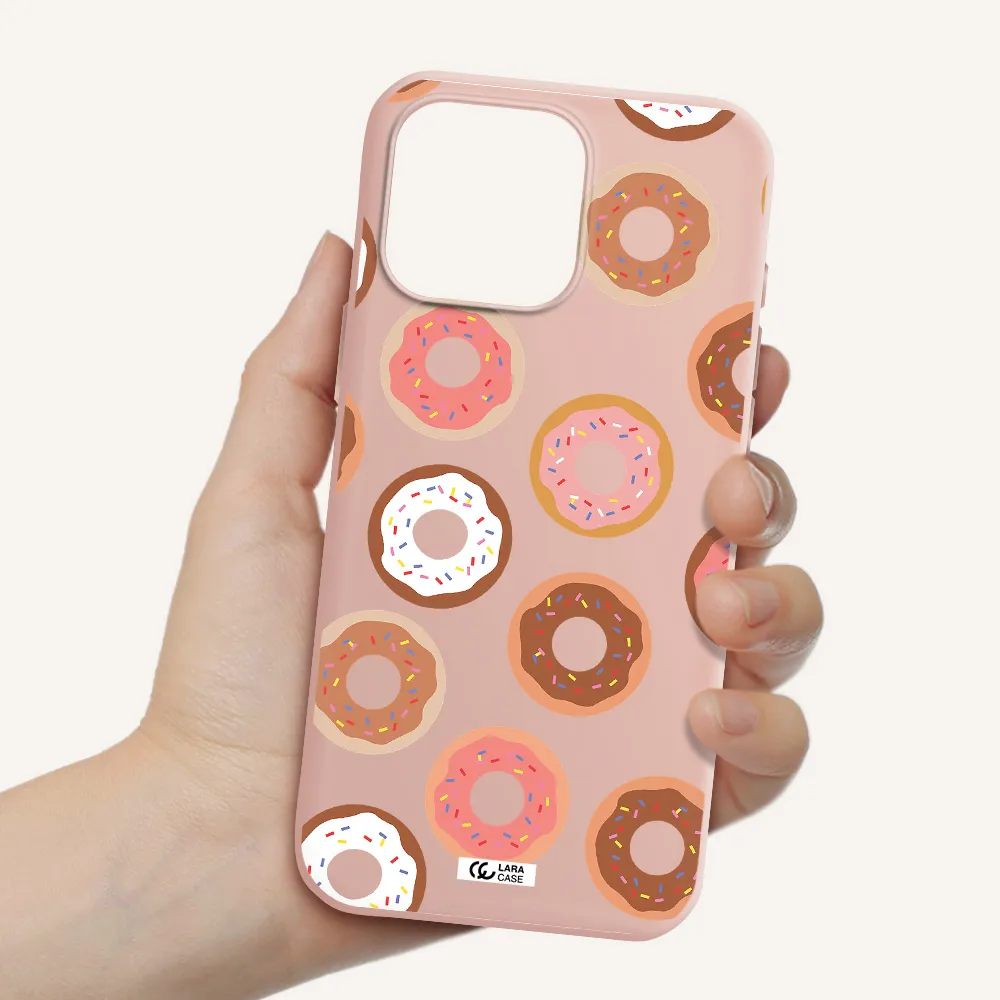 A Pattern Of Donuts With Sprinkles Apple Iphone 16 Pro Max Silicone Pastel Pink Case