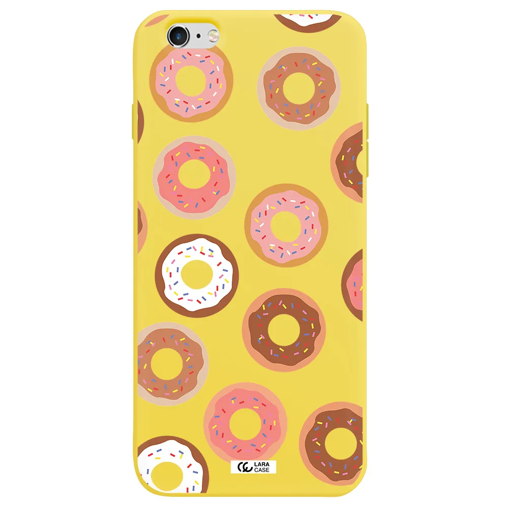a pattern of donuts with sprinkles Apple iPhone 6 plus Silicone canary yellow Case