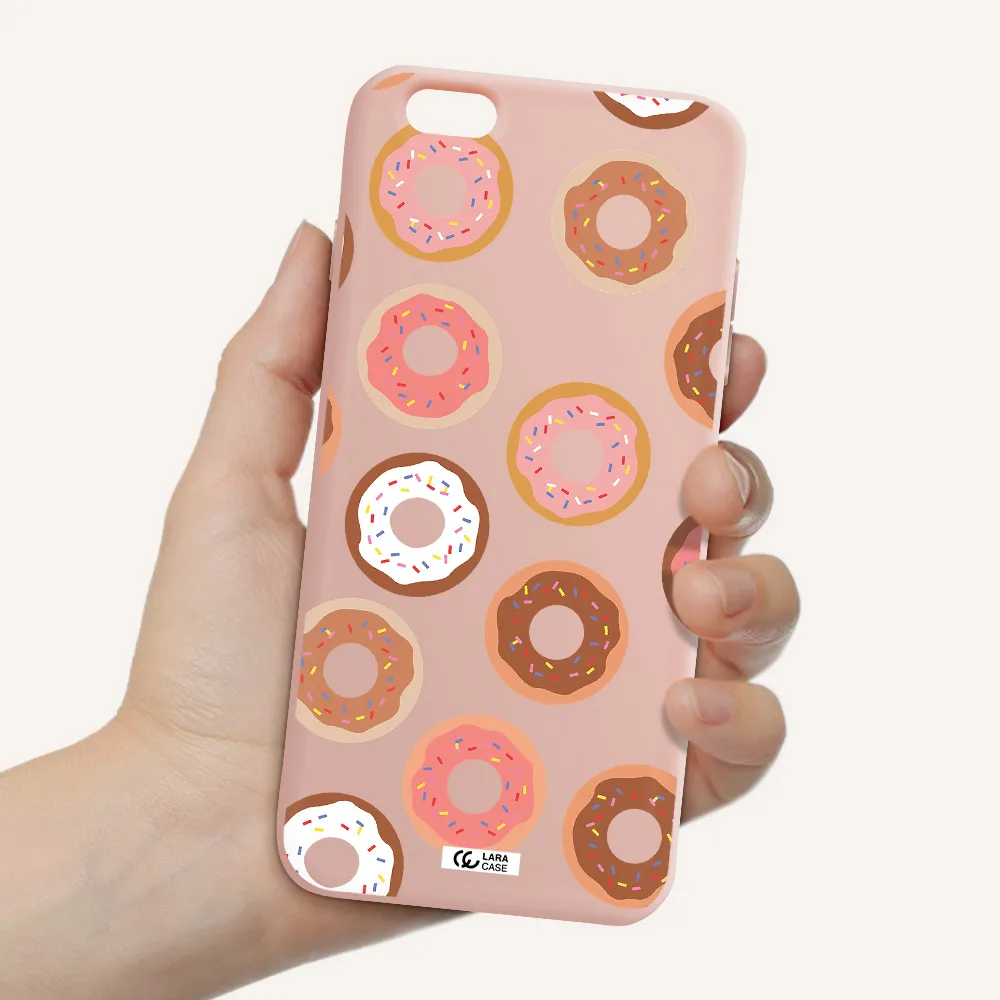 a pattern of donuts with sprinkles Apple iPhone 6 plus Silicone pastel pink Case