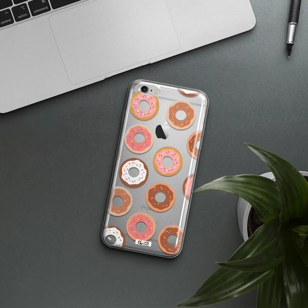 a pattern of donuts with sprinkles Apple iPhone 6 s plus Clear TPU Case