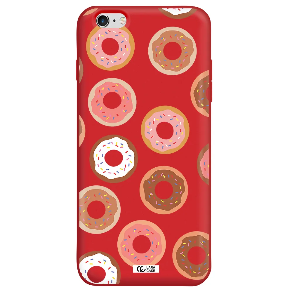 a pattern of donuts with sprinkles Apple iPhone 6 s plus Silicone Imperial Red Case