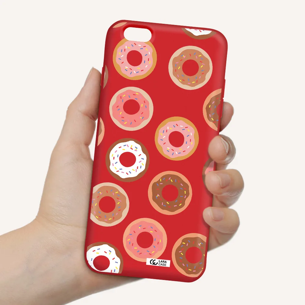 a pattern of donuts with sprinkles Apple iPhone 6 s plus Silicone Imperial Red Case