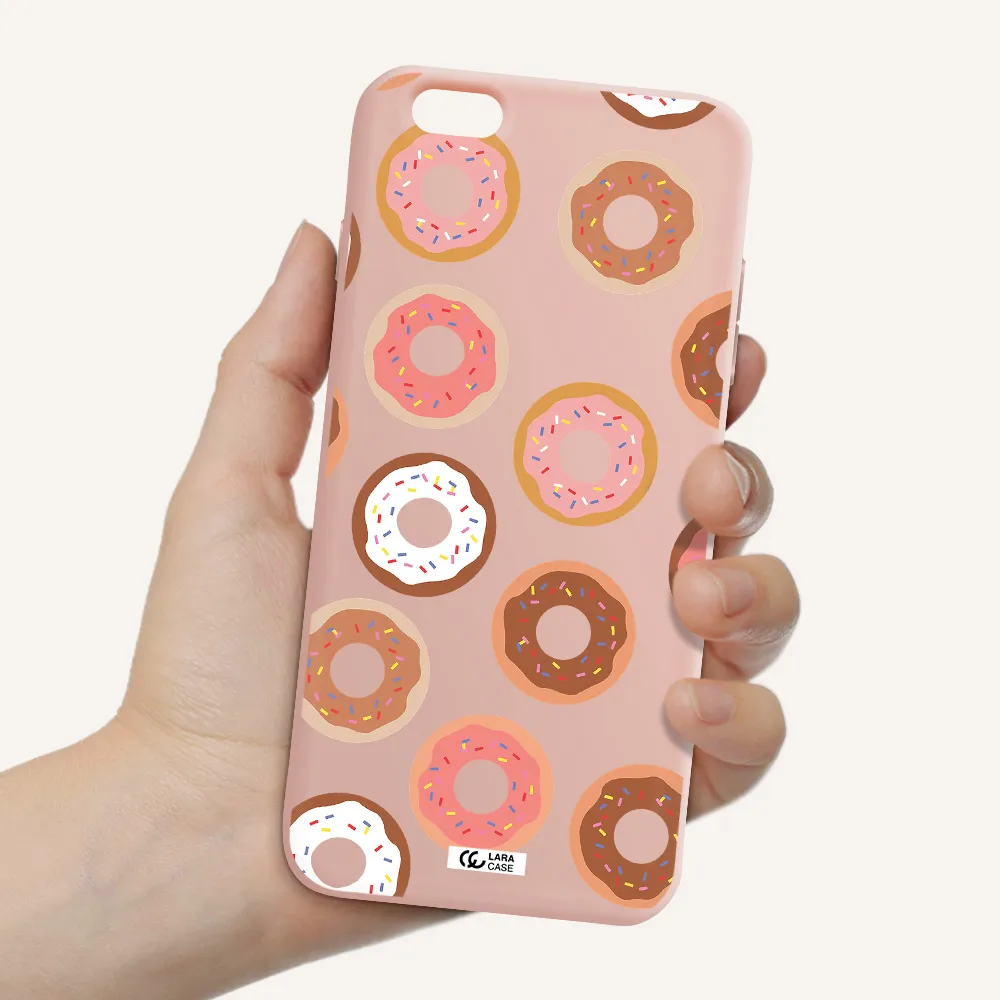 a pattern of donuts with sprinkles Apple iPhone 6 s plus Silicone pastel pink Case