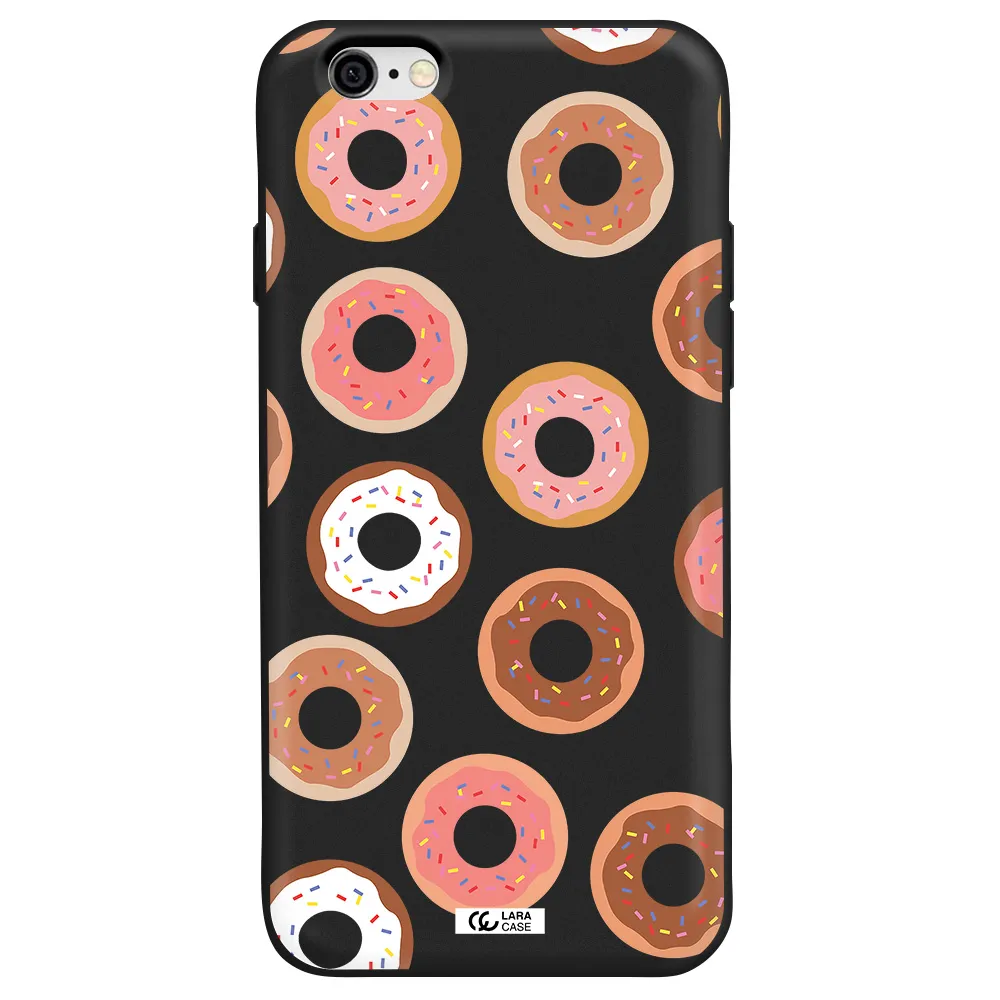 a pattern of donuts with sprinkles Apple iPhone 6 Silicone black Case