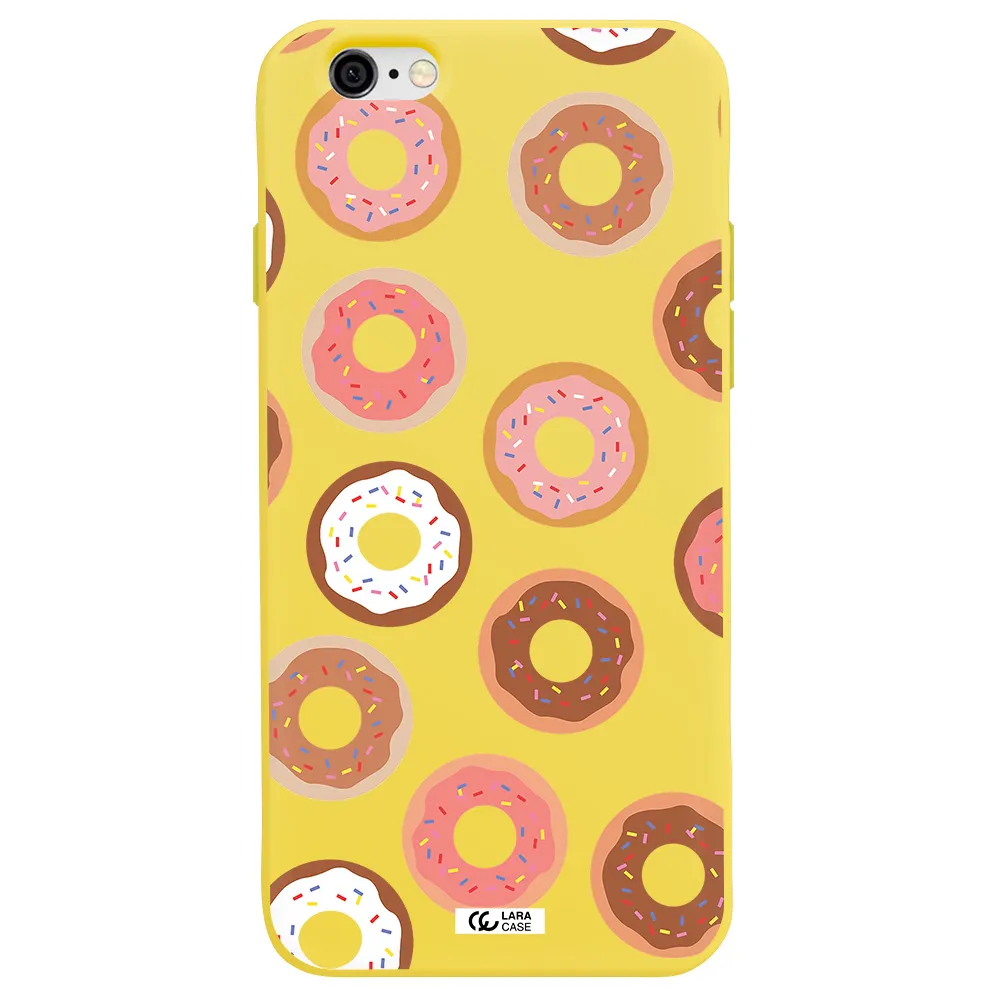 a pattern of donuts with sprinkles Apple iPhone 6 Silicone canary yellow Case