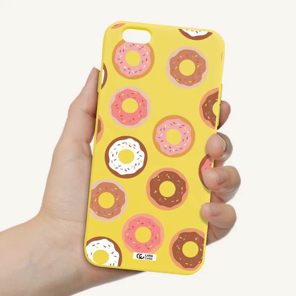 a pattern of donuts with sprinkles Apple iPhone 6 Silicone canary yellow Case