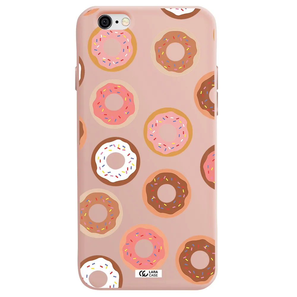 a pattern of donuts with sprinkles Apple iPhone 6 Silicone pastel pink Case