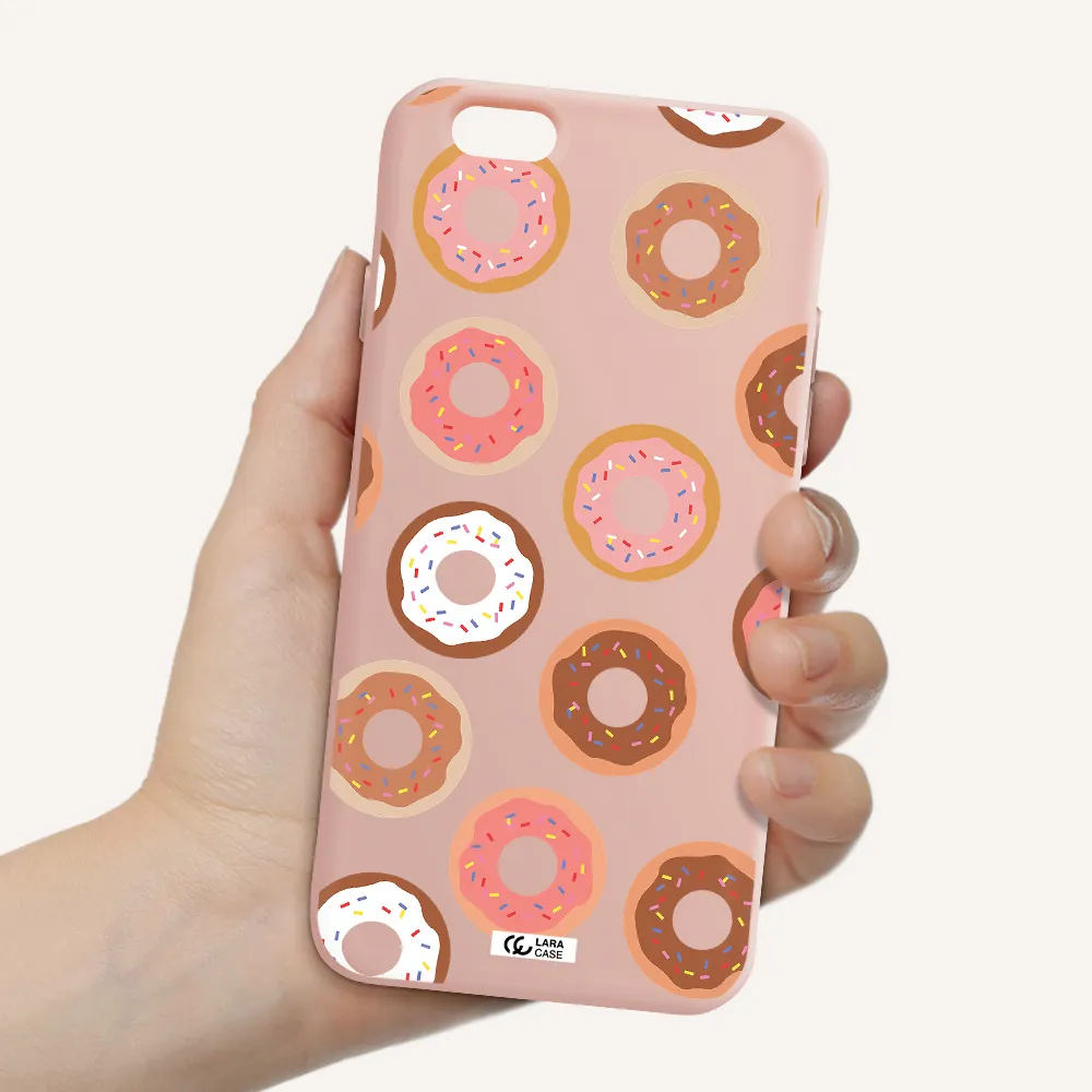 a pattern of donuts with sprinkles Apple iPhone 6 Silicone pastel pink Case
