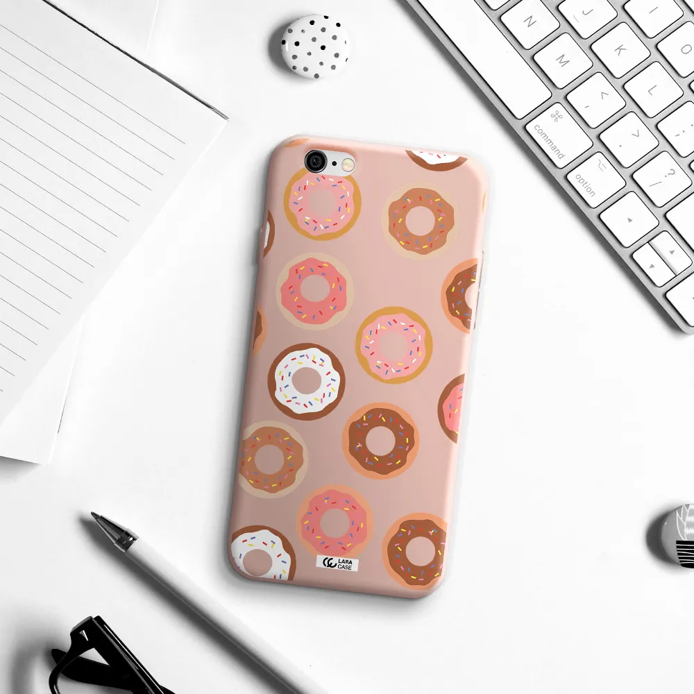 a pattern of donuts with sprinkles Apple iPhone 6 Silicone pastel pink Case