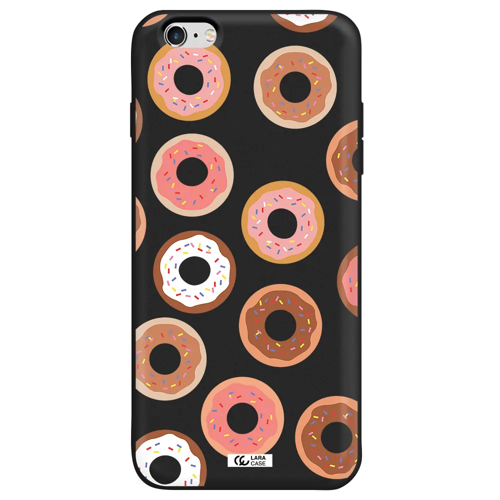 a pattern of donuts with sprinkles Apple iPhone 6S Silicone black Case