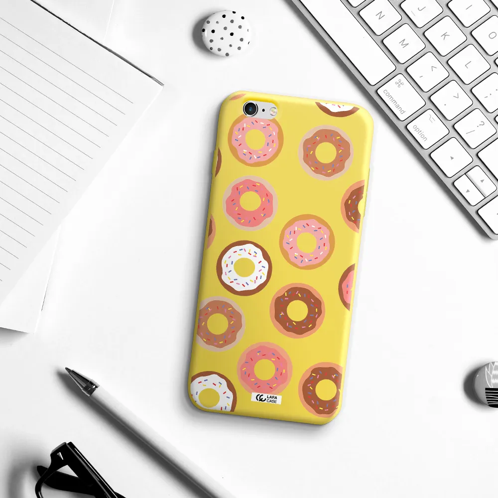 a pattern of donuts with sprinkles Apple iPhone 6S Silicone canary yellow Case